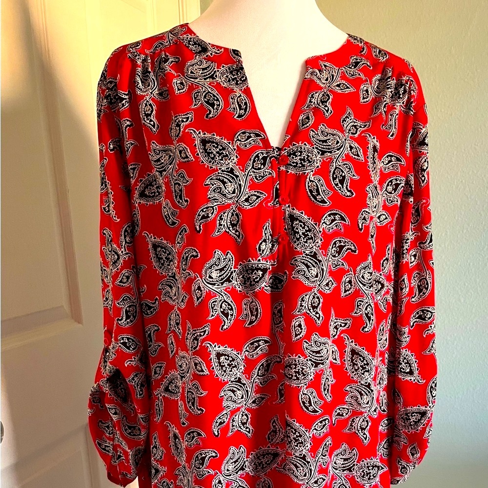 ✅🌹FADED GLORY 3/4 Floral Paisley Tunic Top Blouse.